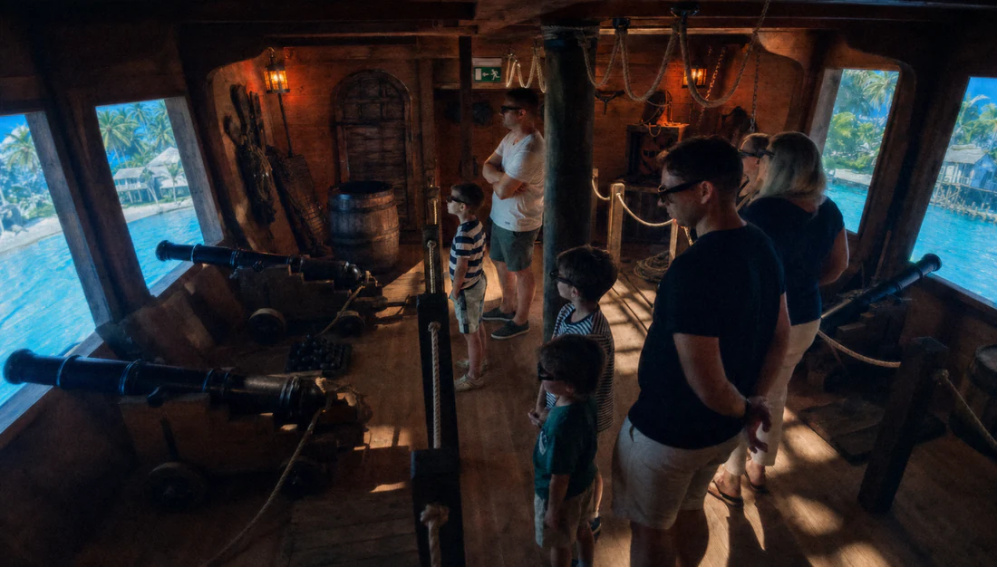 Gäste an Bord des Piratenschiffs bei Pirates Adventure in Misdroy